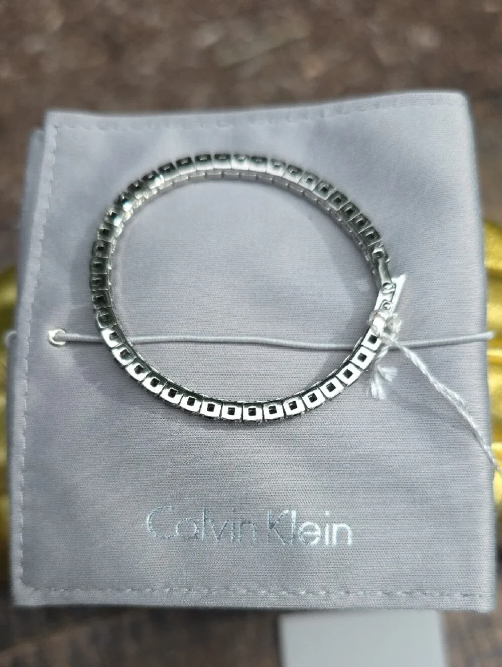 Calvin Klein Silver Black Crystal Tennis Bracelet XS